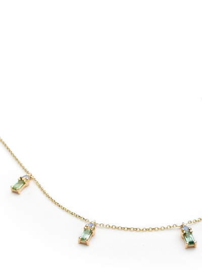 Wwake 14kt Yellow Gold Crest Tourmalines And Opal Necklace In Gold