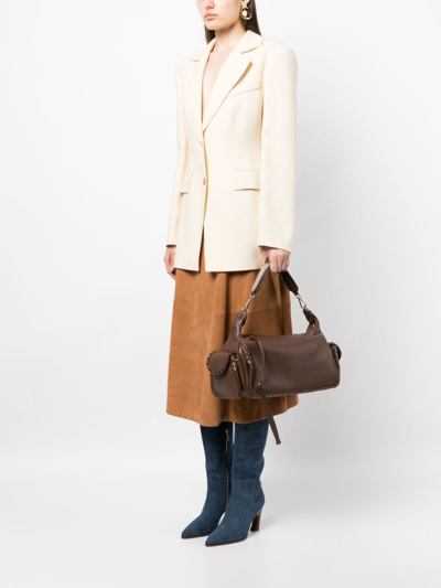 Shop Chloé Nahir Leather Shoulder Bag In Brown