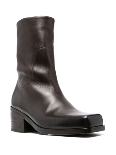 Shop Marsèll Cassello Square-toe Leather Boots In Brown