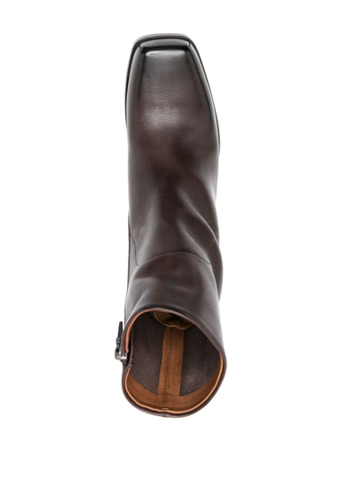 Shop Marsèll Cassello Square-toe Leather Boots In Brown