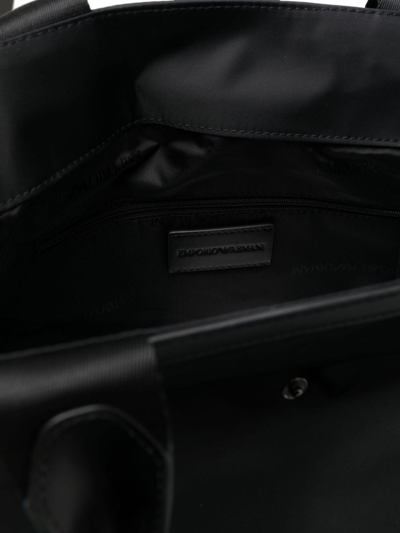Shop Emporio Armani Logo-plaque Faux-leather Trim Tote Bag In Black