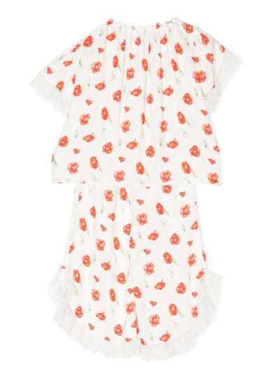 Shop Amiki Milana Poppy-print Pyjama Set In White