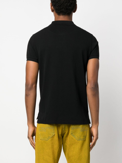 Shop Vivienne Westwood Orb-embroidered Organic Cotton Polo Shirt In Black