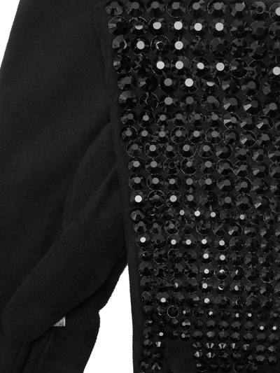 Philipp Plein Crystal-embellished Suede Mid-gloves In Black