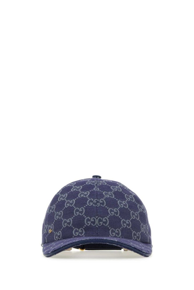Shop Gucci Gg Detailed Baseball Cap In Blue
