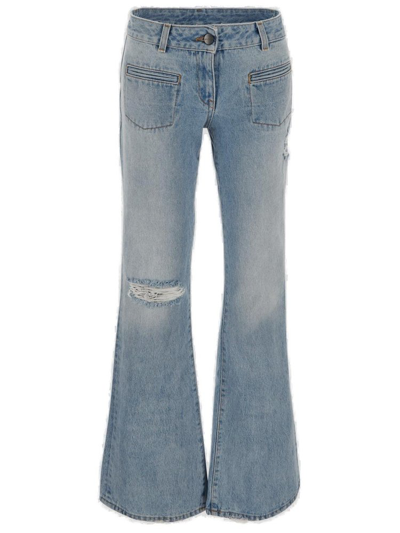Shop Palm Angels Distressed Flared Jeans In Blue