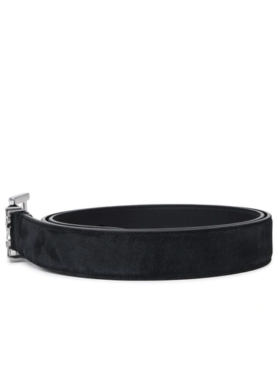 Shop Saint Laurent Ysl Black Suede Belt