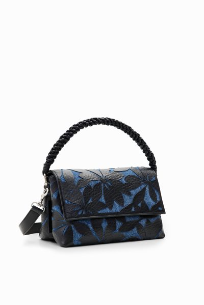 Shop Desigual Midsize Die-cut Flower Crossbody Bag In Blue