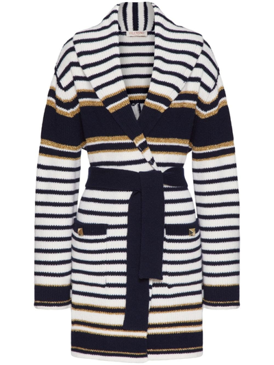 Shop Valentino Long Striped Cardigan In Multicolore