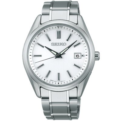 Pre-owned Seiko Selection Sbtm337 Titanium Radio Solar Watch Pearl White Dial 39.5mm