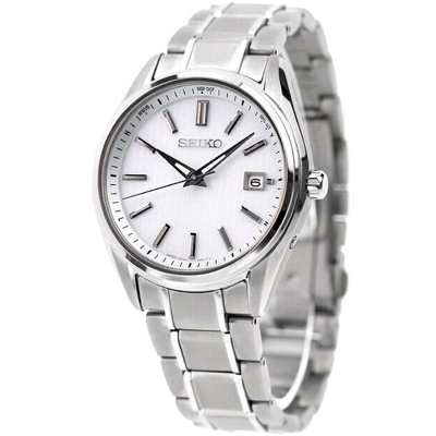 Pre-owned Seiko Selection Sbtm337 Titanium Radio Solar Watch Pearl White Dial 39.5mm