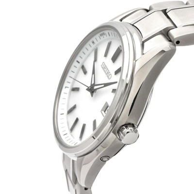 Pre-owned Seiko Selection Sbtm337 Titanium Radio Solar Watch Pearl White Dial 39.5mm