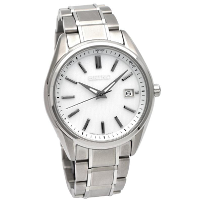 Pre-owned Seiko Selection Sbtm337 Titanium Radio Solar Watch Pearl White Dial 39.5mm