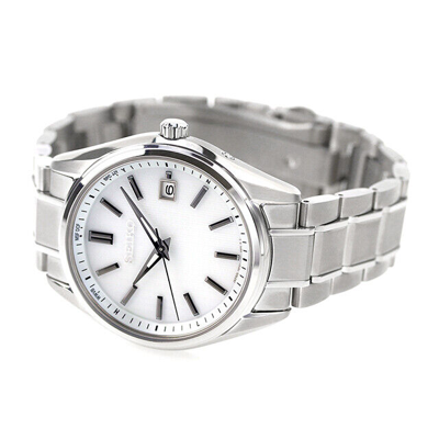 Pre-owned Seiko Selection Sbtm337 Titanium Radio Solar Watch Pearl White Dial 39.5mm