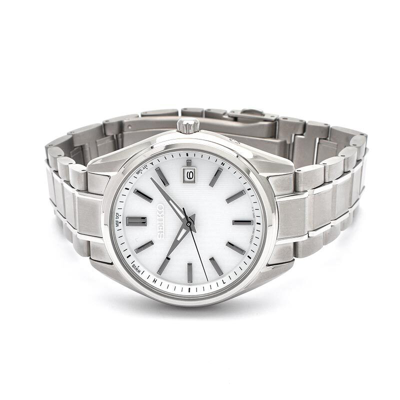 Pre-owned Seiko Selection Sbtm337 Titanium Radio Solar Watch Pearl White Dial 39.5mm