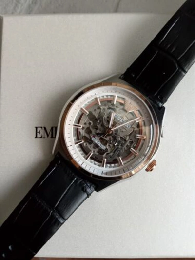 Pre-owned Emporio Armani Meccanico Ar60018 50-meter 21-jewel Automatic Men's Watch Genuine