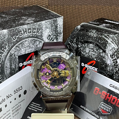 Pre-owned G-shock Casio  Gm-110cl-6a Purple Resin World Time Stopwatch Alarm Men's Watch