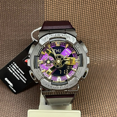Pre-owned G-shock Casio  Gm-110cl-6a Purple Resin World Time Stopwatch Alarm Men's Watch