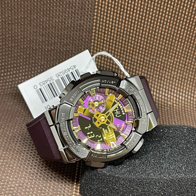 Pre-owned G-shock Casio  Gm-110cl-6a Purple Resin World Time Stopwatch Alarm Men's Watch