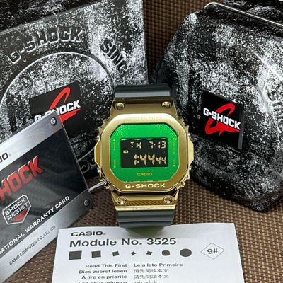 Pre-owned Casio G-shock Gm-5600cl-3d Green Resin Band Alarm Stopwatch Digital Men's Watch