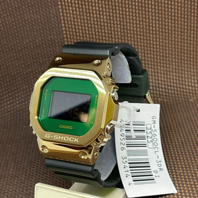 Pre-owned Casio G-shock Gm-5600cl-3d Green Resin Band Alarm Stopwatch Digital Men's Watch