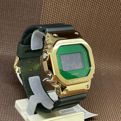 Pre-owned Casio G-shock Gm-5600cl-3d Green Resin Band Alarm Stopwatch Digital Men's Watch