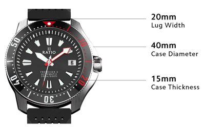 Pre-owned Ratio Freediver X Automatic Diver's Black Dial Case 40mm Rtx001 Men's Watch 200m