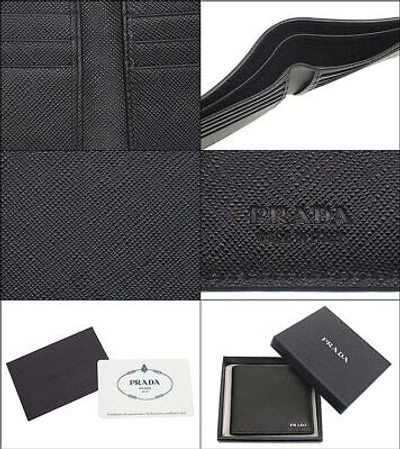 Prada Black Saffiano Bicolo Leather Bifold Wallet Prada