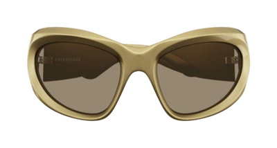 Pre-owned Balenciaga Sunglasses Bb0228s 004 Gold Brown Woman