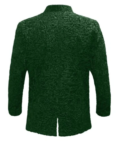 Pre-owned Handmade Brand Green Real Persian Lamb Fur Jacket Karakul Fur Slim Fit Coat All Sizes