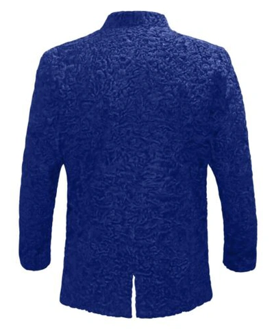 Pre-owned Handmade Brand Blue Real Persian Lamb Fur Jacket Karakul Fur Astrakhan Coat All Sizes