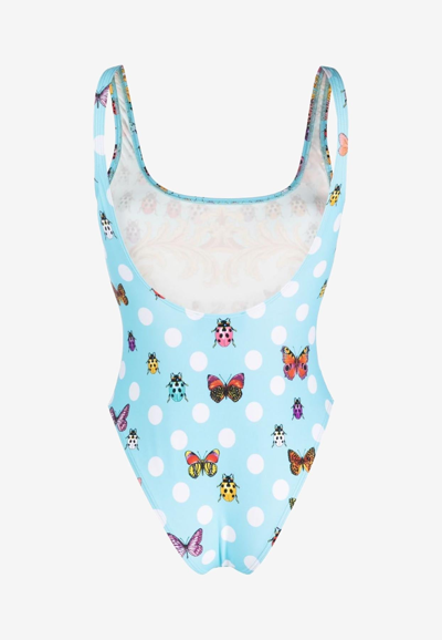 Shop Versace Butterflies One-piece Swimsuit In Multicolor