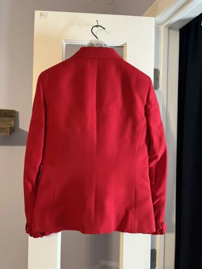 Pre-owned Gucci Ruffle Cuff Wool And Silk Detail Blazer In Red