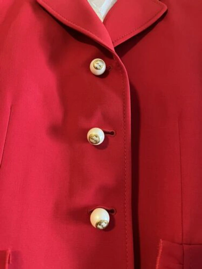 Pre-owned Gucci Ruffle Cuff Wool And Silk Detail Blazer In Red