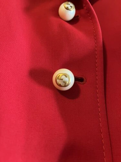 Pre-owned Gucci Ruffle Cuff Wool And Silk Detail Blazer In Red