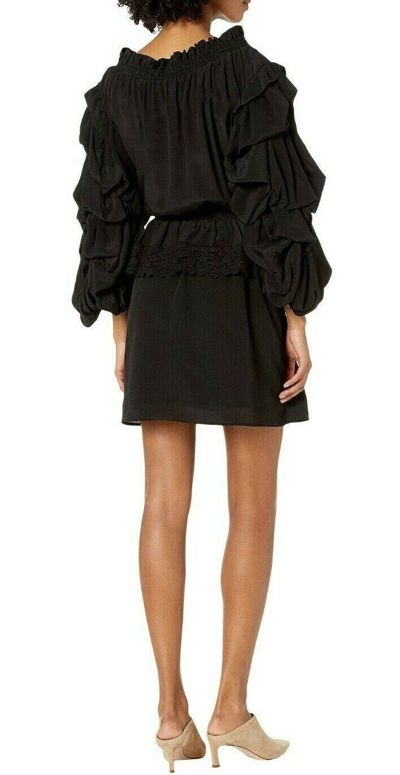Pre-owned The Kooples Womens Bare Shoulder Lace & Puff Sleeves Short Dress Black Size 3