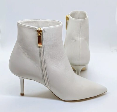 Pre-owned L Agence L'agence Aimee Ii Leather Ankle Bootswhite In White