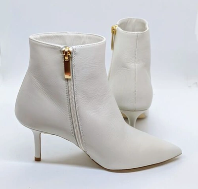 Pre-owned L'agence Aimee Ii Leather Ankle Bootswhite In White