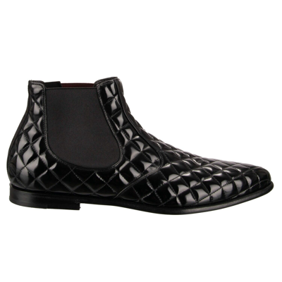 Pre-owned Dolce & Gabbana Classic Quilted Leather Ankle Boots Shoes Copernico Black 12789
