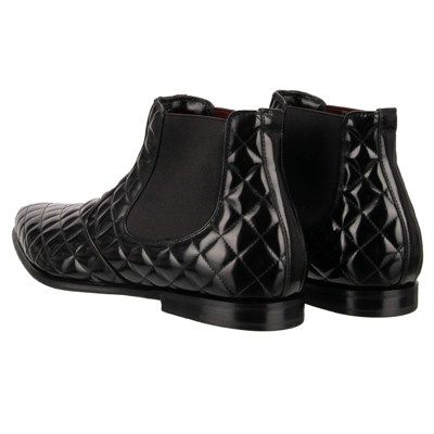Pre-owned Dolce & Gabbana Classic Quilted Leather Ankle Boots Shoes Copernico Black 12789