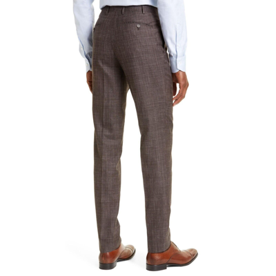 Pre-owned Canali Tessuto Brown Stretch Flat Front Patterned 56 It 38 Us Brown Rtl $395