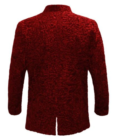 HANDMADE Pre-owned Brand Red Real Persian Lamb Fur Jacket Karakul Fur Straight Coat All Sizes