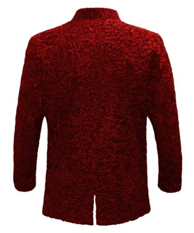 Pre-owned Handmade Brand Red Real Persian Lamb Fur Jacket Karakul Fur Straight Coat All Sizes