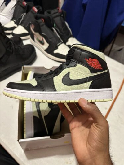 Pre-owned Jordan Air  1 Mid Se 'black Barely Volt' Women's Size 8 [cv5276-003] Half-box In Multicolor