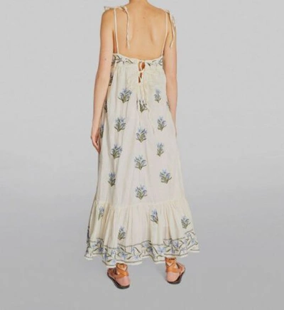 Pre-owned Agua Bendita $1301  Women's White Linen Floral Bossa A-line Dress Size Xs