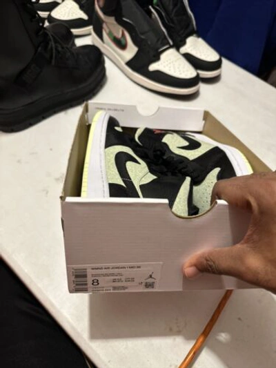 Pre-owned Jordan Air  1 Mid Se 'black Barely Volt' Women's Size 8 [cv5276-003] Half-box In Multicolor
