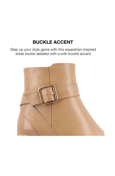 Journee Collection Women's Elley Buckle Strap Block Heel Booties In Tan