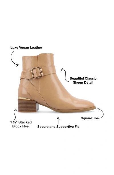 Journee Collection Women's Elley Buckle Strap Block Heel Booties In Tan