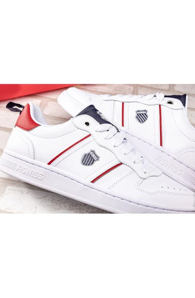 Shop K-swiss Lozan Match Leather Tennis Shoe In White/ Samba/ Peacoat