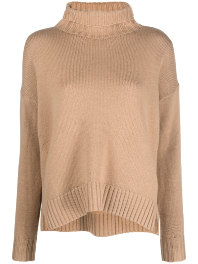 Shop Max Mara Wool Turtle-neck Sweater In Brown